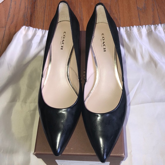 Coach Chambers Box Calf Black Suede Mid Heels / 7 - Picture 8 of 8